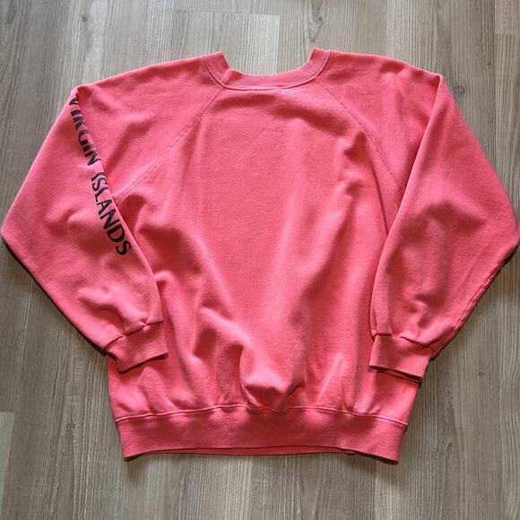 Vintage 80's St. Thomas University Pink Crest Crewneck Pullover Sweatshirt Sz L - Picture 4 of 7